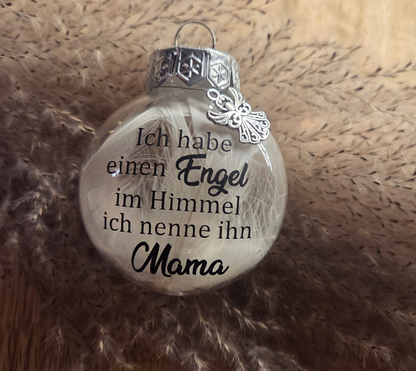 Erinnerungskugel „Ich habe einen Engel im Himmel“ – personalisierbar