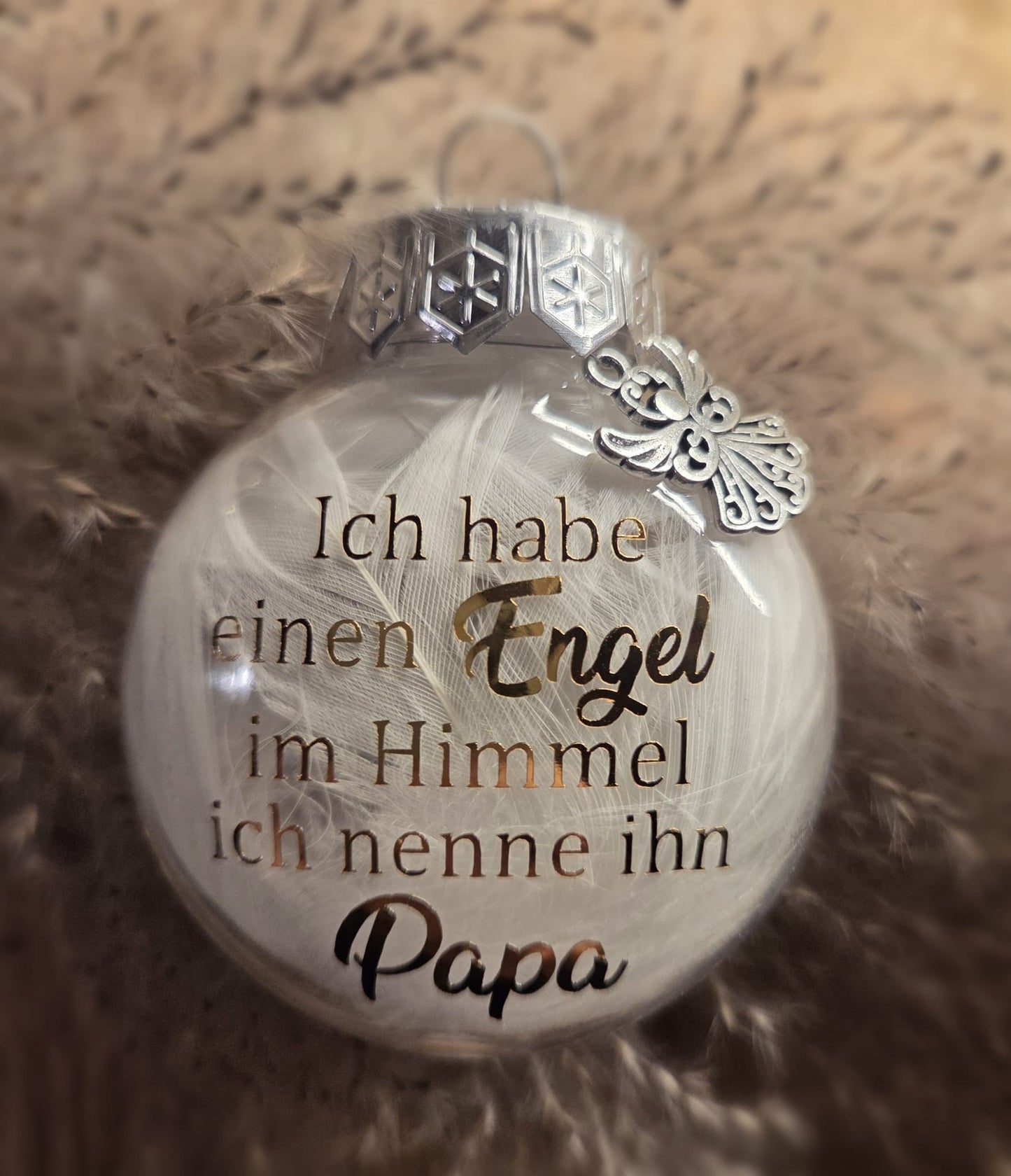 Erinnerungskugel „Ich habe einen Engel im Himmel“ – personalisierbar