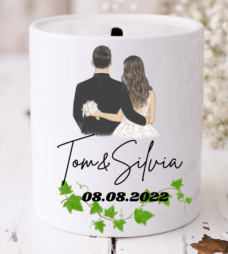 Spardose Hochzeit personalisiert mit Namen