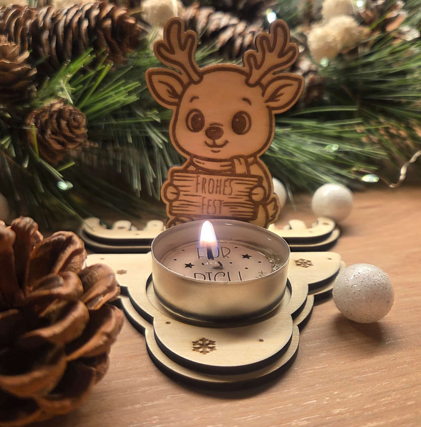 Teelicht Winterzauber personalisiert