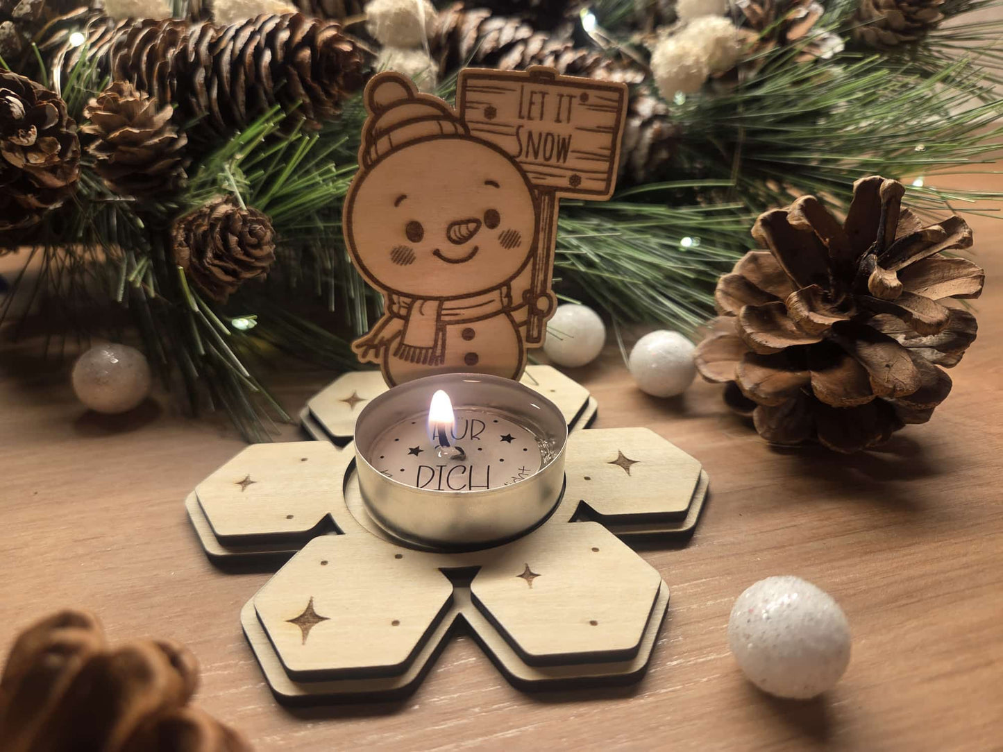 Teelicht Winterzauber personalisiert