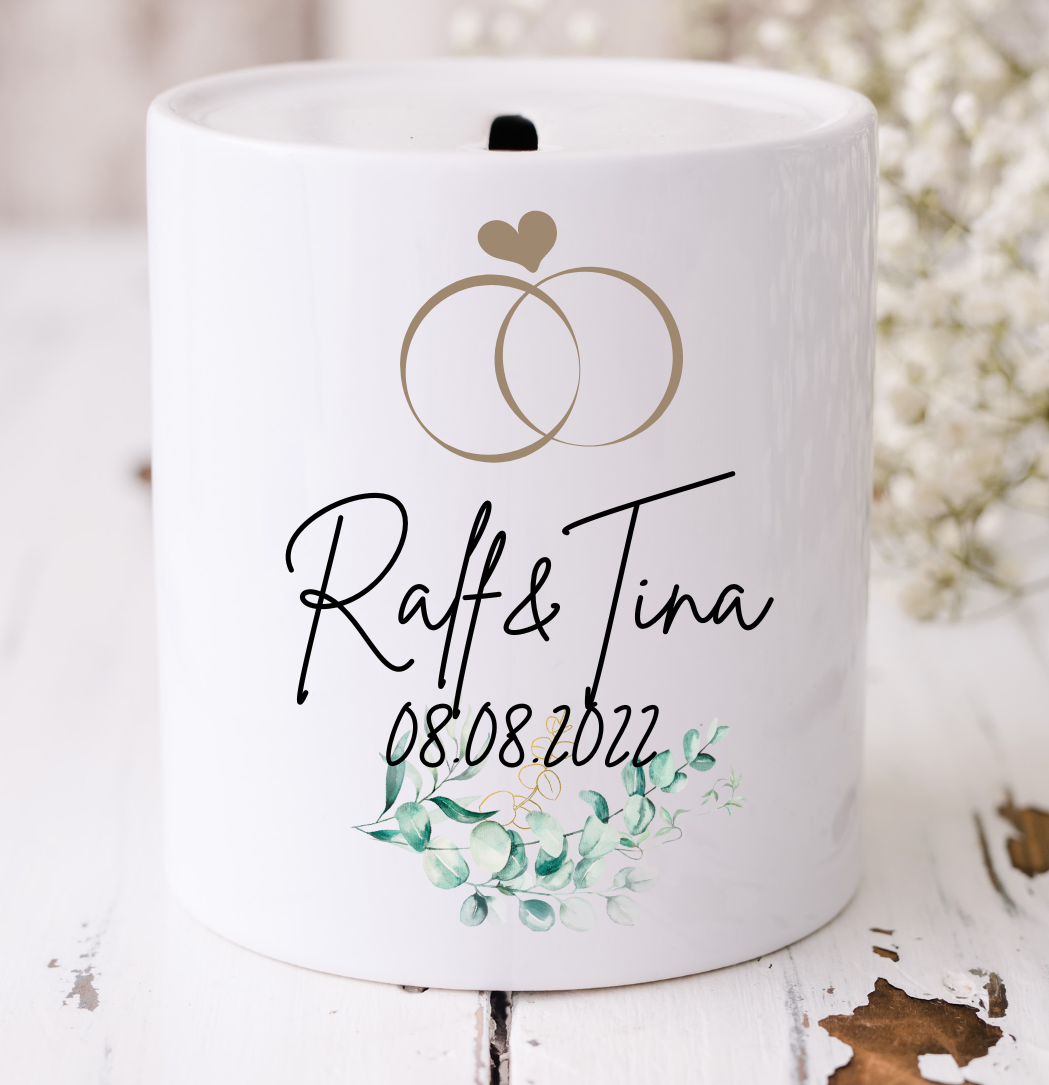 Spardose Hochzeit personalisiert mit Namen