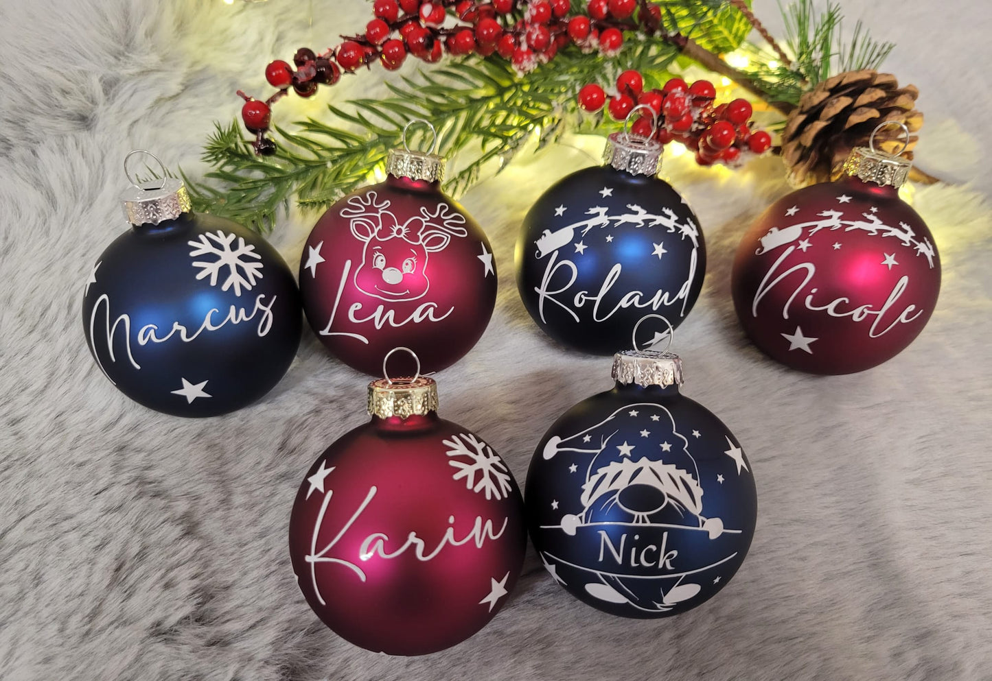 Weihnachtskugeln personalisiert Glas