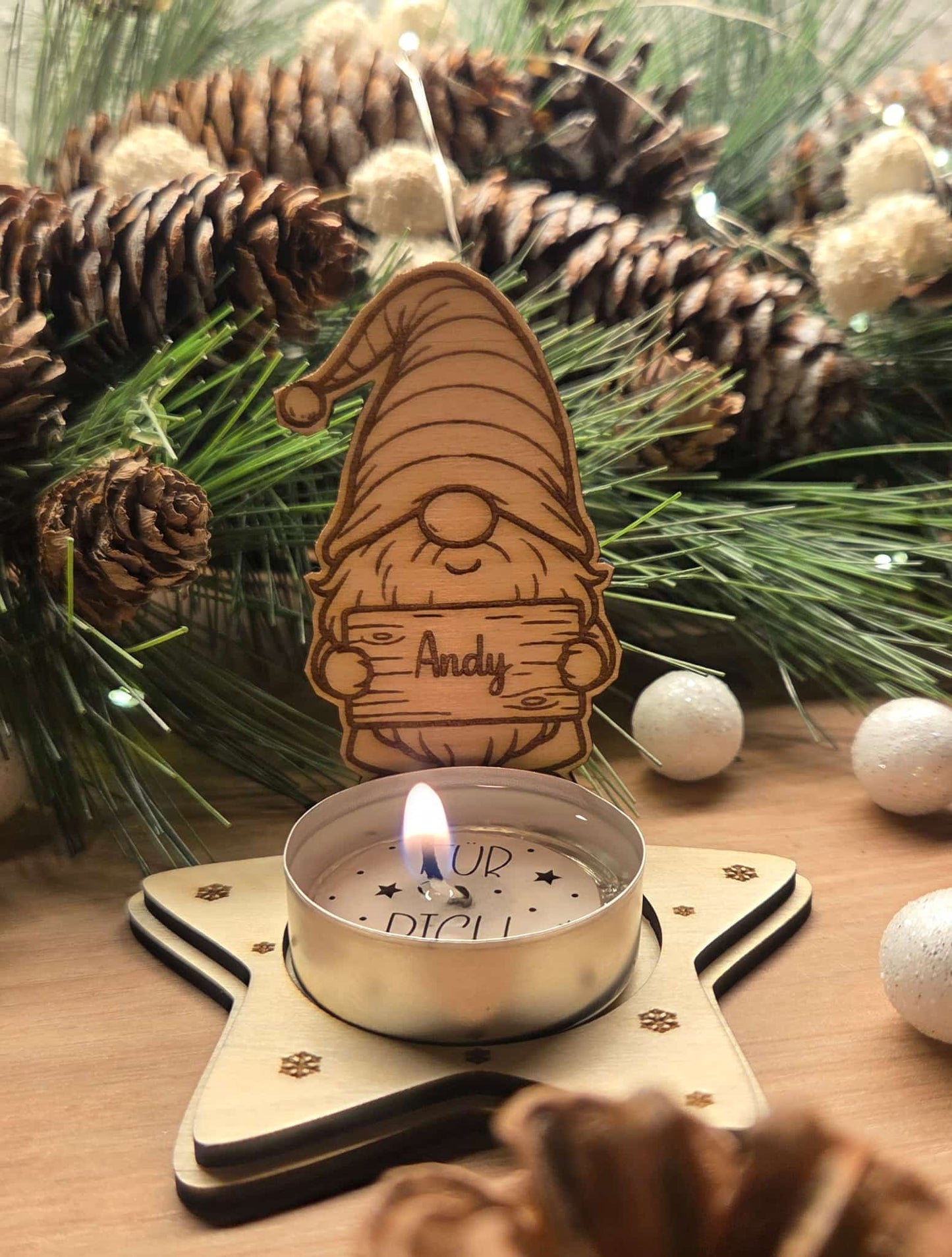 Teelicht Winterzauber personalisiert